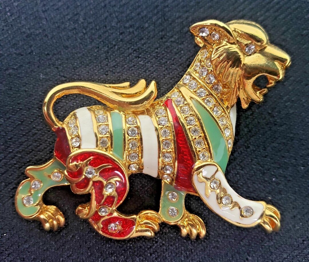 Rare JOAN RIVERS Fu Dog Designer Signed Figural Foo Brooch Pin Asian ...