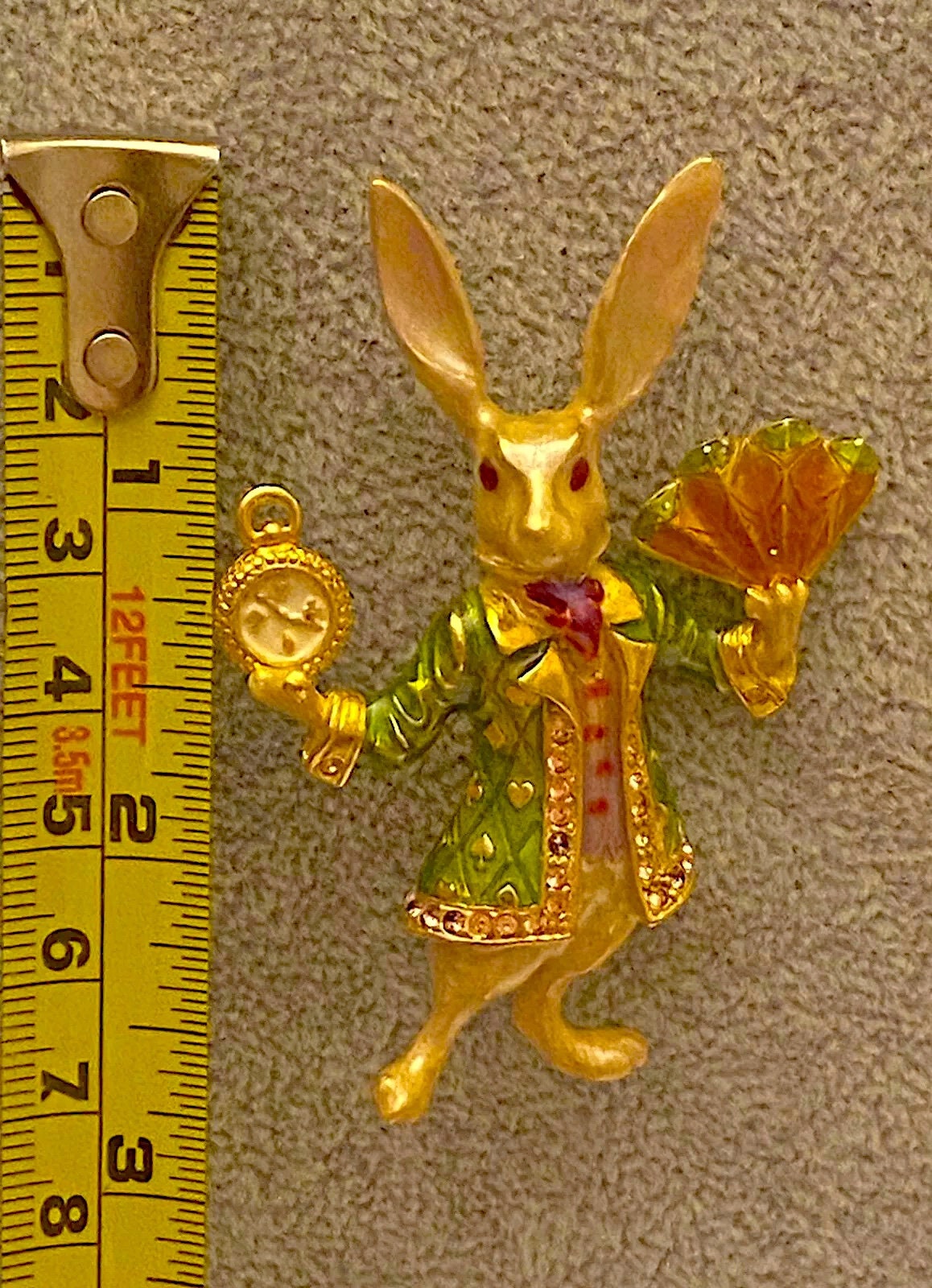 Kirk Rabbit Clock Rare KIRKS FOLLY White RABBIT Clock Alice in Wonderland Enamel ...