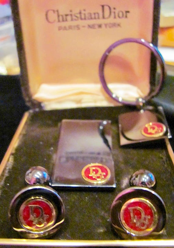 Vintage Christian Dior Signed Graphite W/ Red Enamel 14K Logo