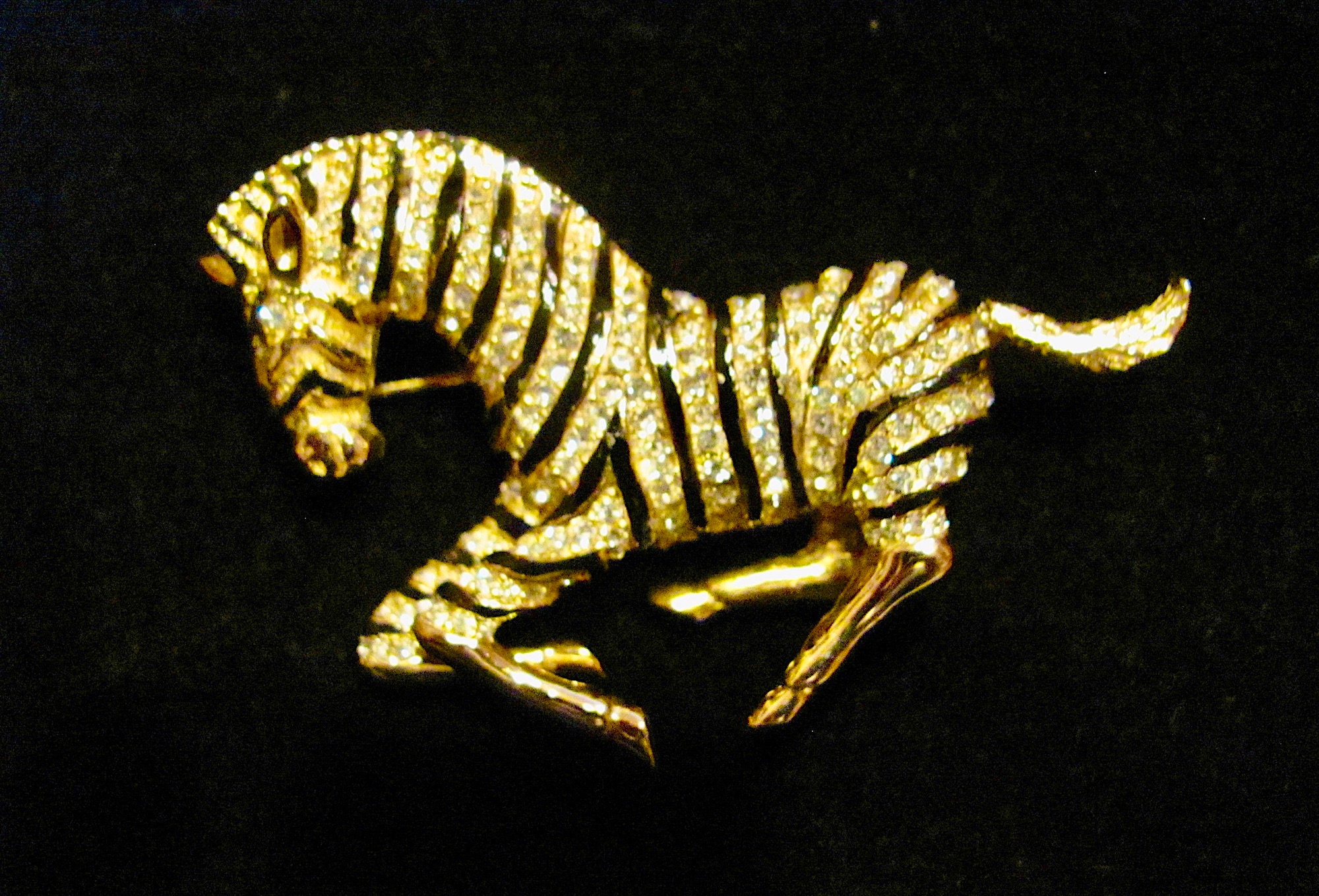 Fabulous HATTIE CARNEGIE Vintage Figural Zebra Horse Clear