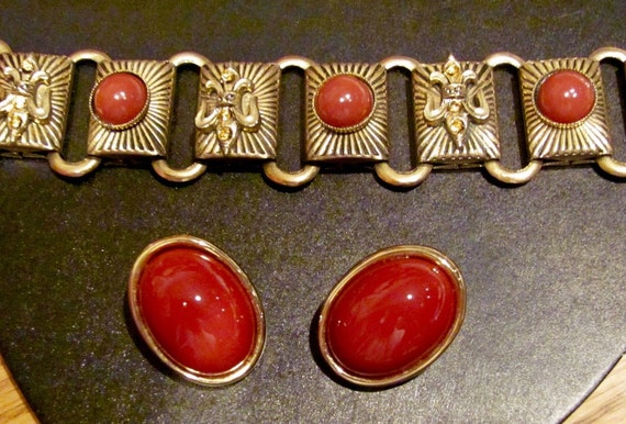 Vintage JOMAZ Joseph Mazer Signed Carnelian Red C… - image 1