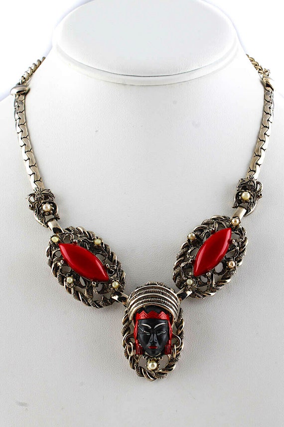 Vtg. SELRO SELINI 3 Pc Jewelry Set Black & Red As… - image 2