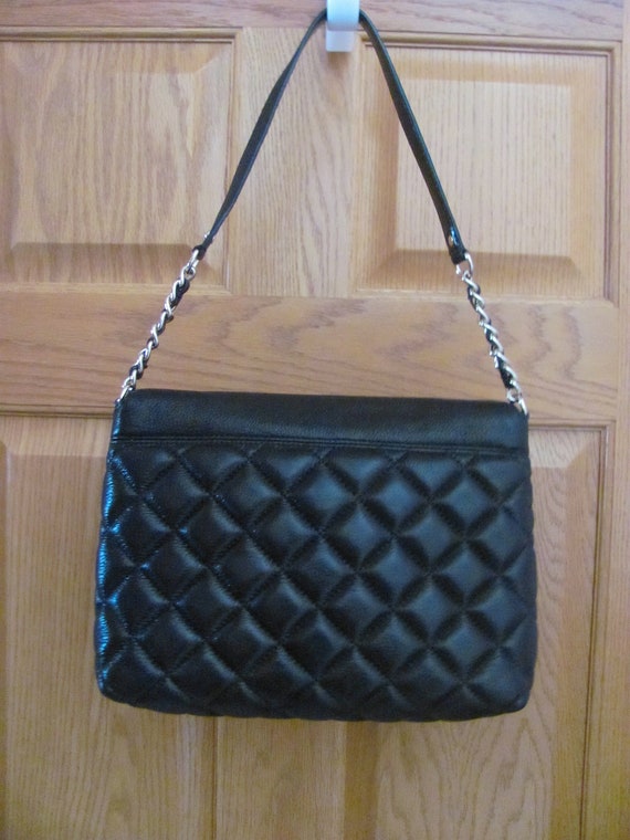 kate spade, Bags, Kate Spade New York Black Leather Quilted Shoulder Bag  W Chain Straps