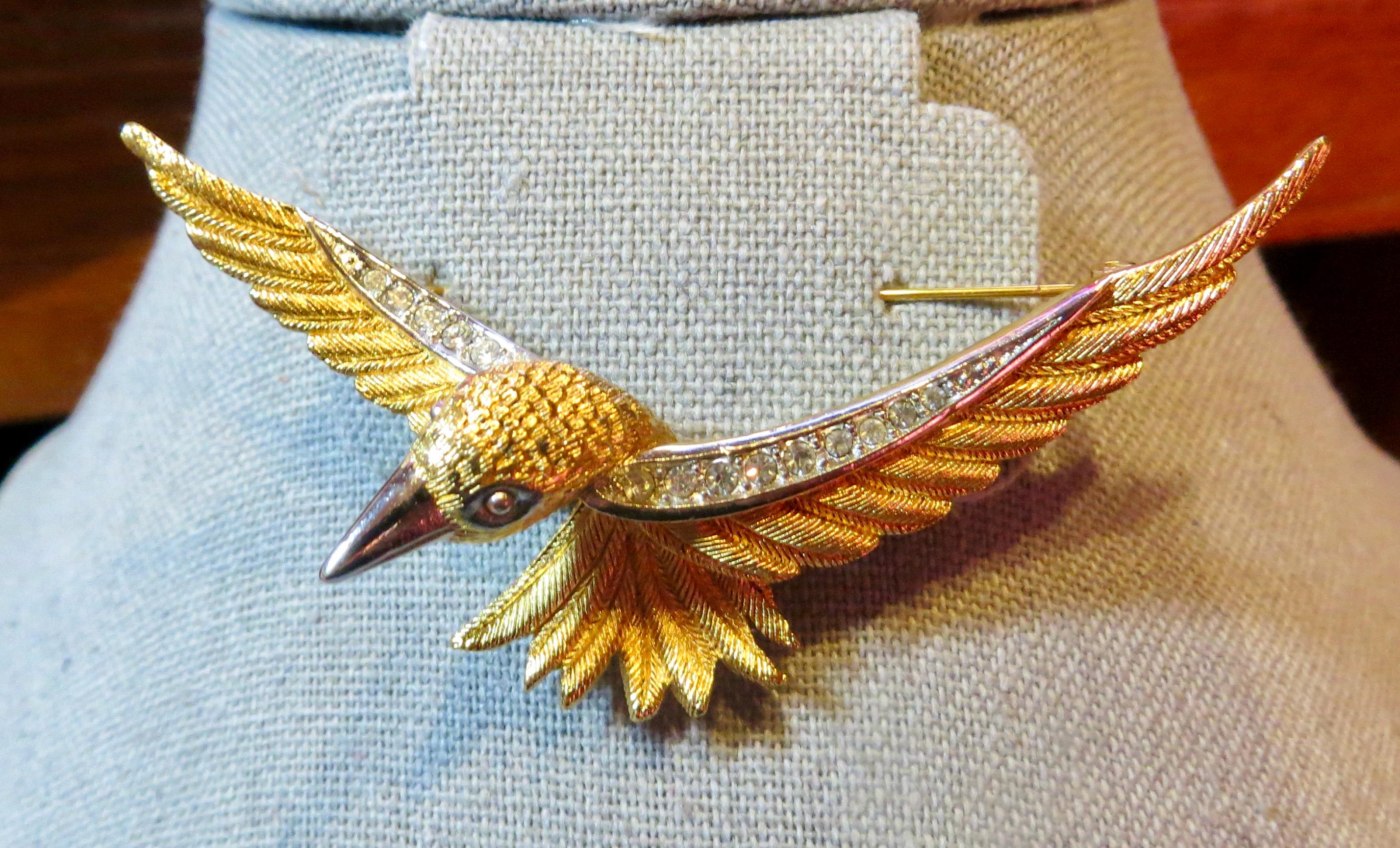 CHRISTIAN DIOR Signed by Grosse Gold Plated Clear Crystal Figural