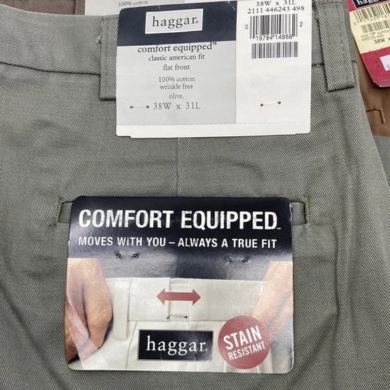 NEW! 4 Pair HAGGAR Cotton Flat Front Khaki Pants … - image 3