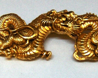 Vintage Alva Museum Replica Fighting Dragons Gold Tone Pin