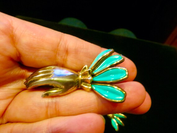 CROWN TRIFARI Signed Alfred Philippe Turquoise Molded Glass