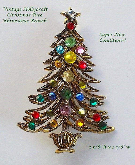 Hollycraft christmas on sale tree brooch