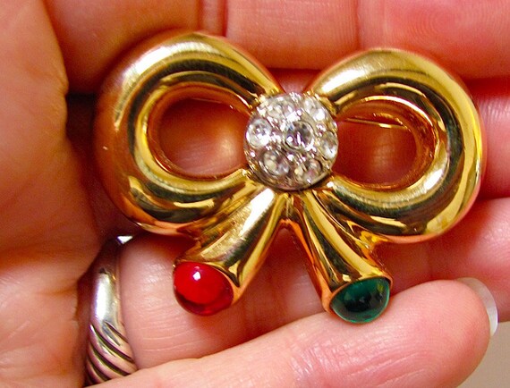 Vintage JOAN RIVERS Signed NIB Red & Green Cabocho