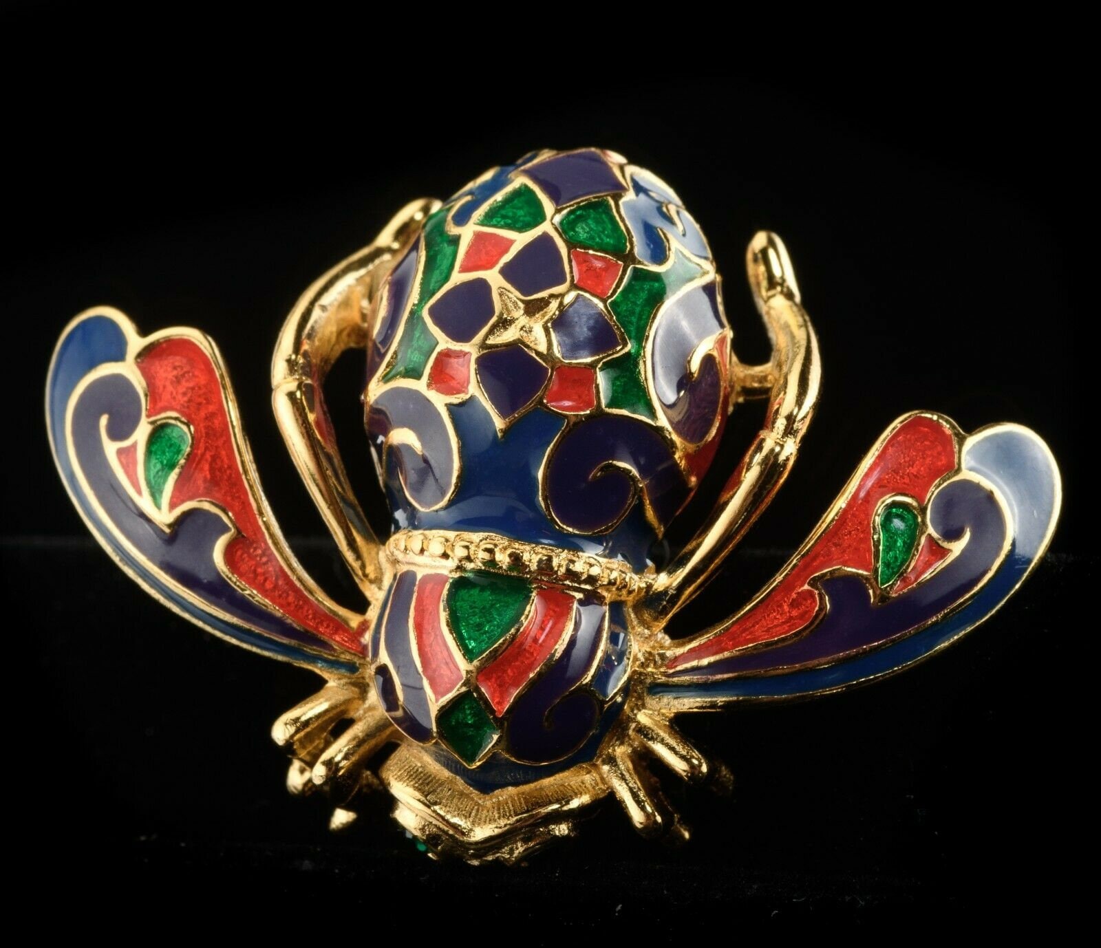 Deux épingles (broches) Punaises D'abeille Strass Par Joan Rivers - Pierres Ambre, Rouge, Blanc Et Bleu - Style Clip On - Occasion - Envoi USA Uniquement
