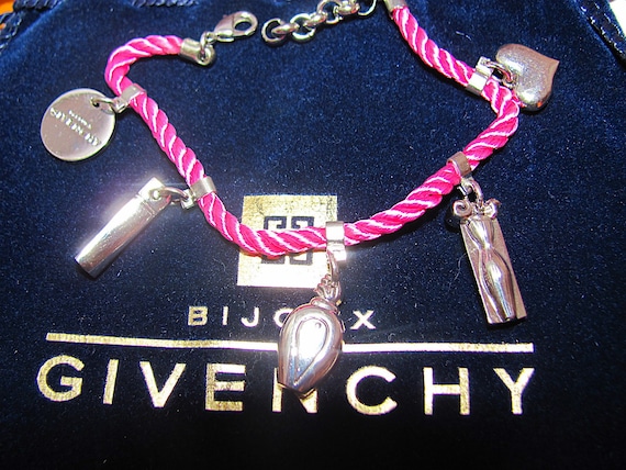 Vintage GIVENCHY 80's Pink Cord Multi Silver Tone… - image 1