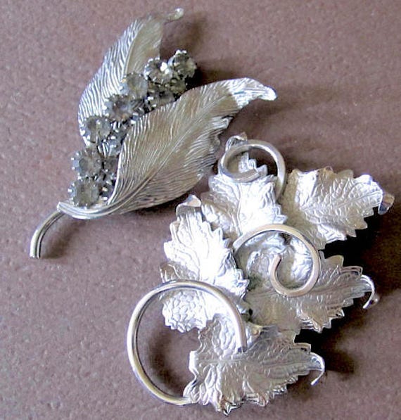 Vintage Two (2) JUDY LEE Signed Brooch Pins Silver