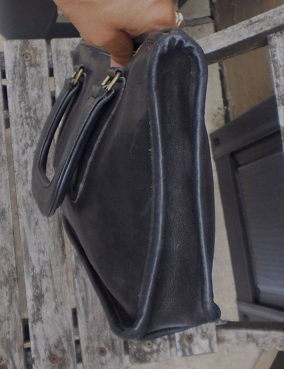 Vintage 70's Authentic COACH Black Leather Briefc… - image 2