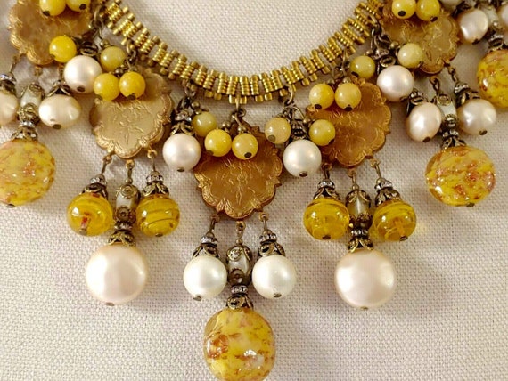 MIRIAM HASKELL Signed Art Glass Beads Gilt Gold L… - image 2