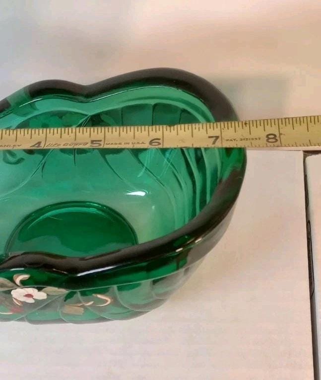Rare FENTON Molded Green Art Glass Holiday Christmas Sleigh White