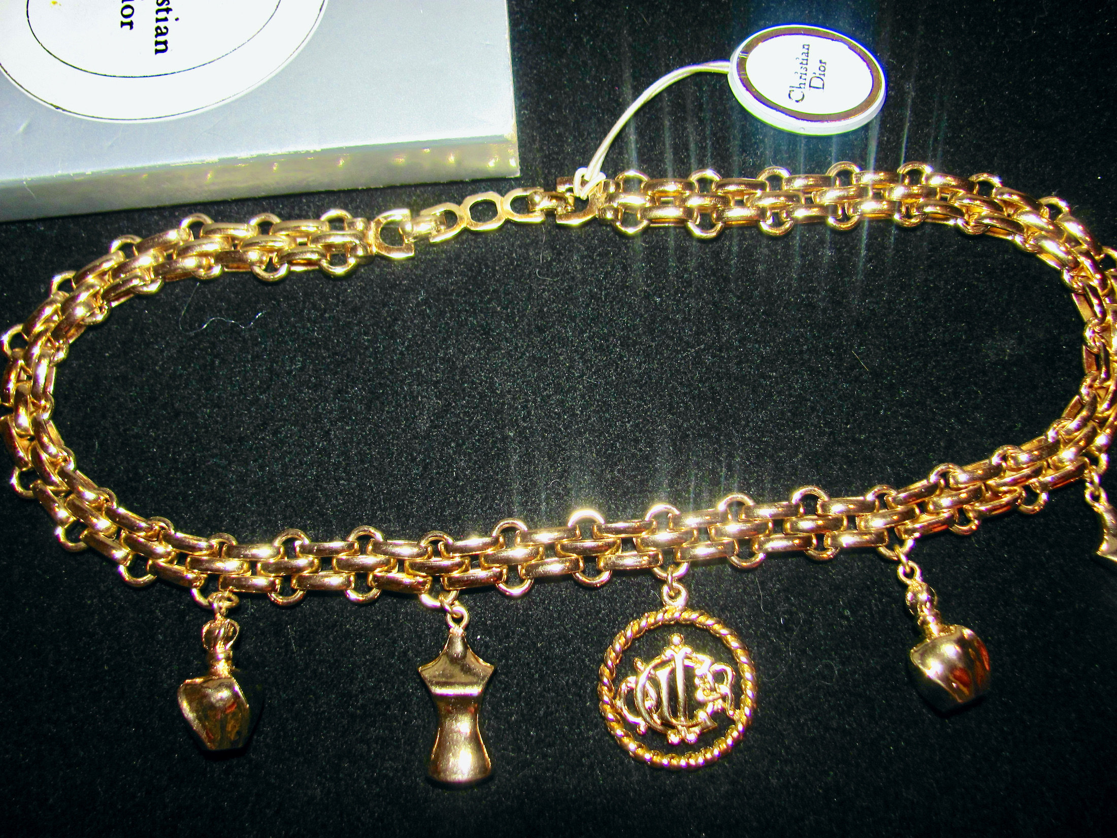 CHRISTIAN DIOR Bracelet Simple Chain Logo Gold Vintage