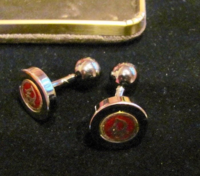 Vintage Christian Dior Signed Graphite W/ Red Enamel 14K