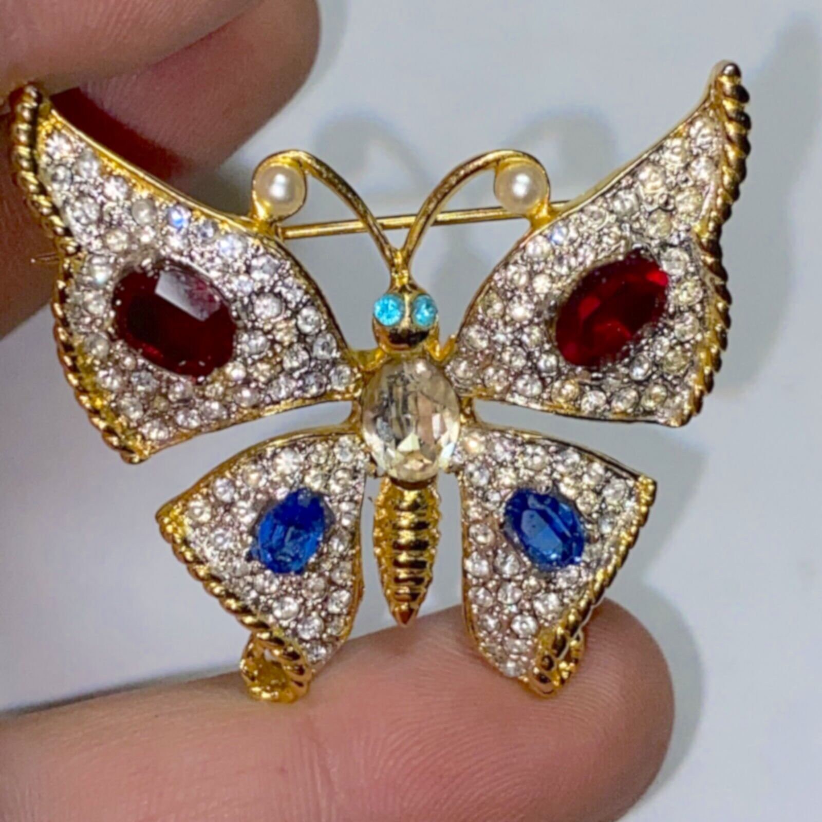 Vintage JOMAZ Stunning Open Back Crystal Figural Butterfly