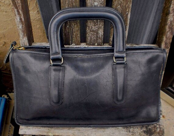 Vintage 70's Authentic COACH Black Leather Briefc… - image 3