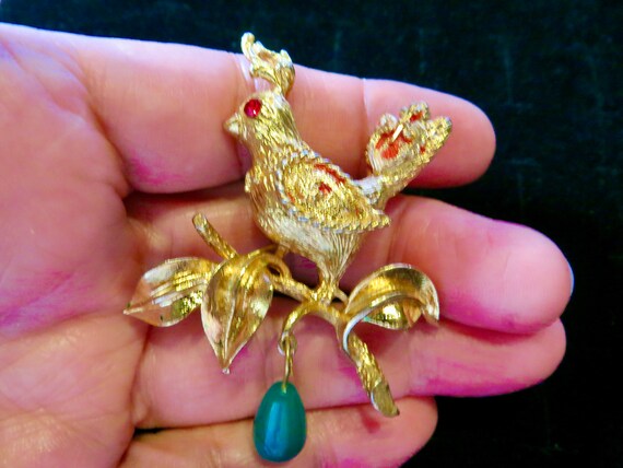 MYLU Signed Partridge In A Pear Tree Textured Gol… - image 2