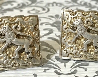 Hallmarked F & S Sterling. Vintage Fenwick and Sailors Sterling Silver Hollywood Park Horse Racing Parimutal Ticket Cuff Links