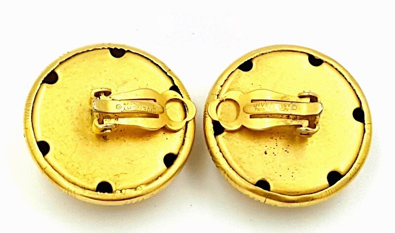 Rare GIVENCHY LOGO Designer Signed Gold Tone Domed Button  display picture 3