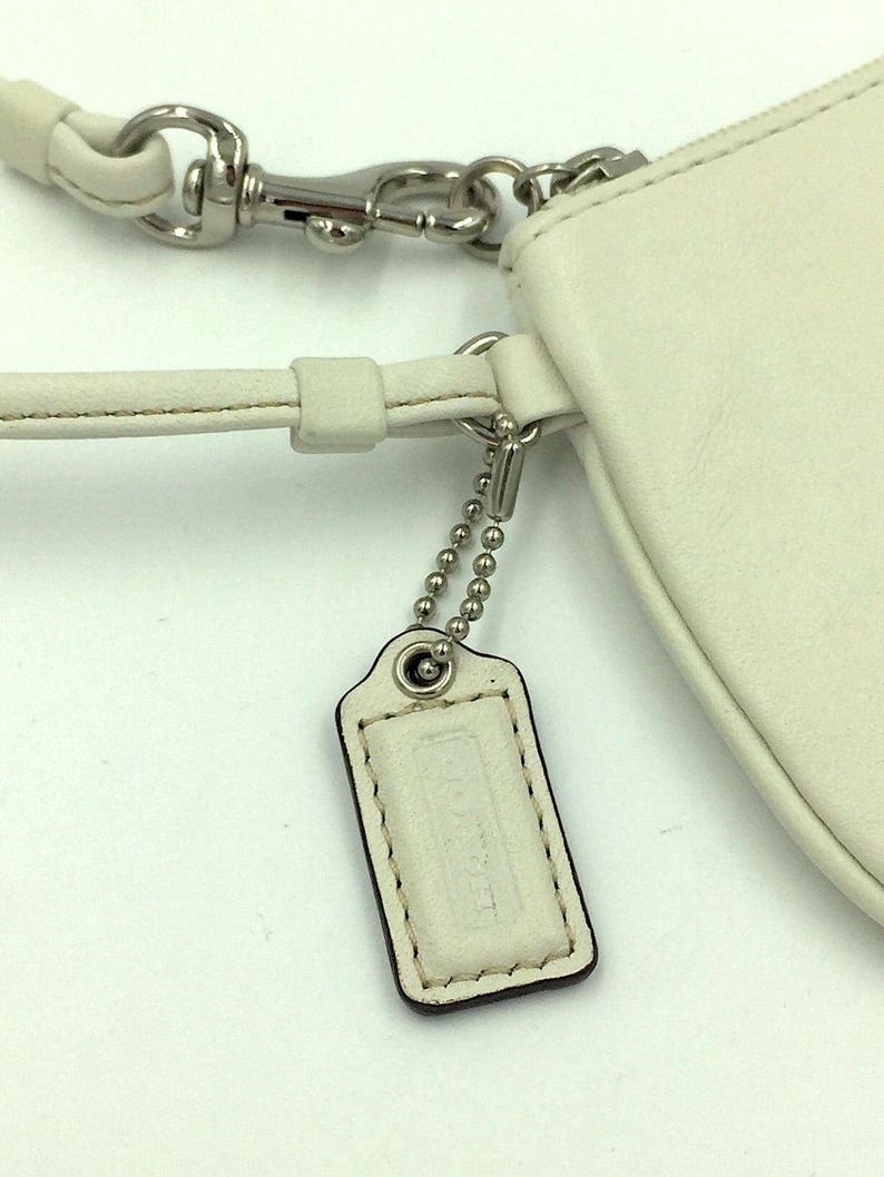 Retro Authentic COACH Off White Leather Wristlet Strap Key Fob Etsy