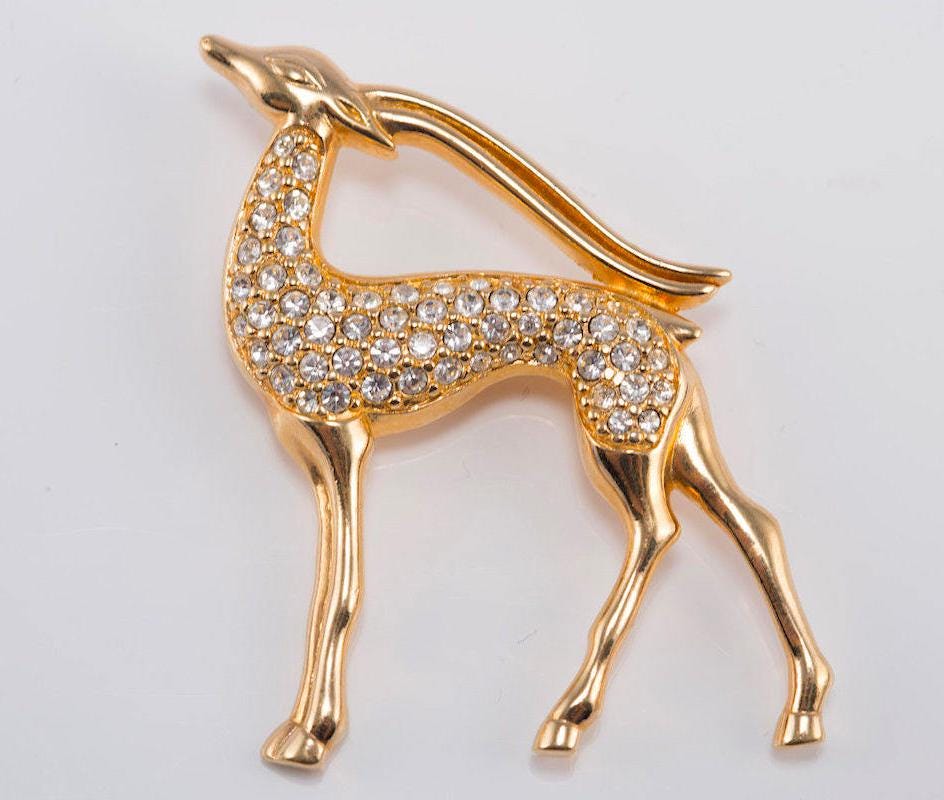Vintage SWAROVSKI Swan Signed Clear Pave Crystal Rhinestones