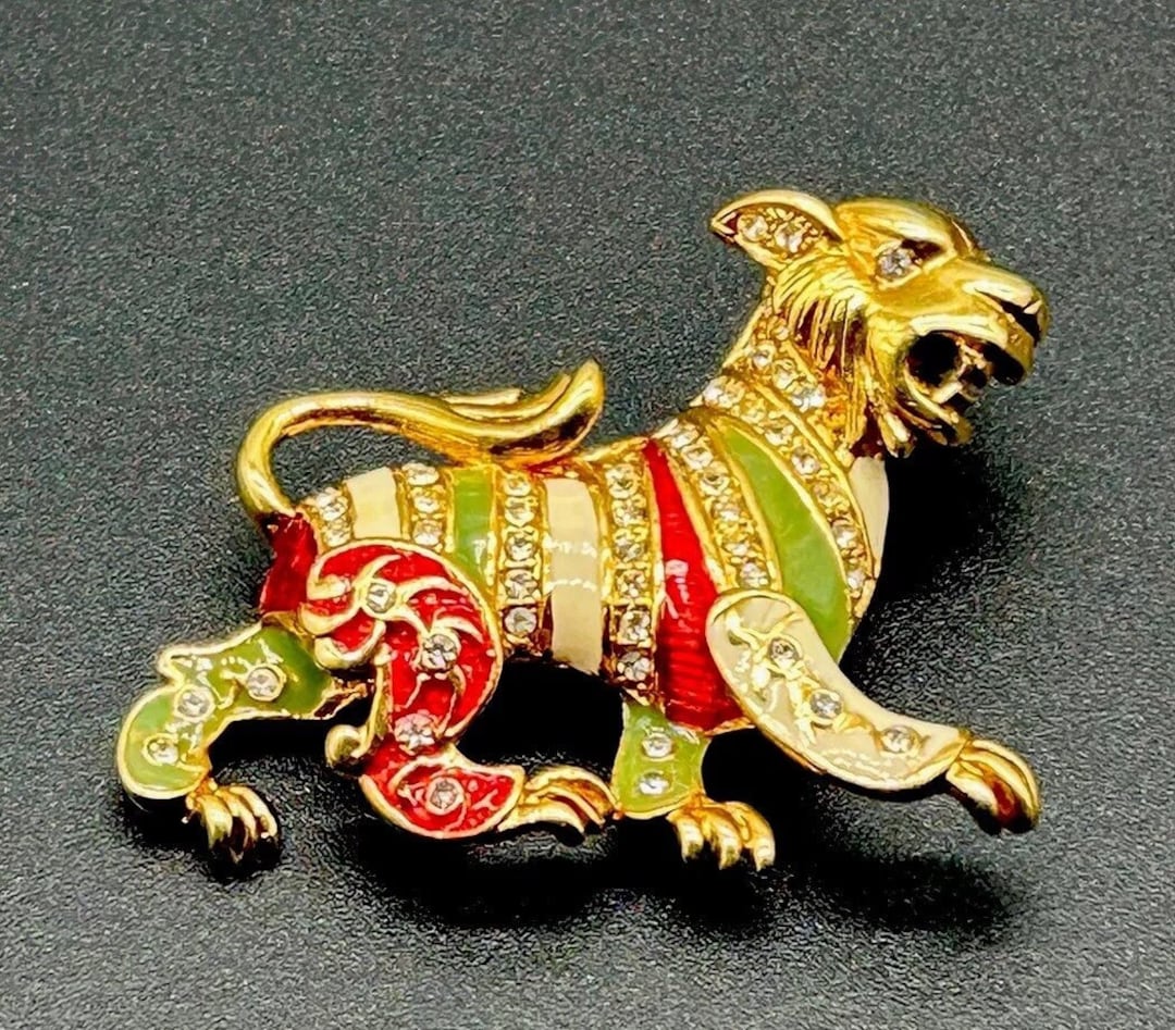 Rare JOAN RIVERS Fu Dog Designer Signed Figural Foo Brooch Pin Asian ...