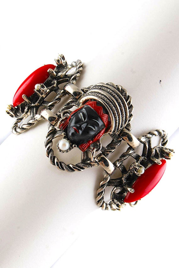 Vtg. SELRO SELINI 3 Pc Jewelry Set Black & Red As… - image 3