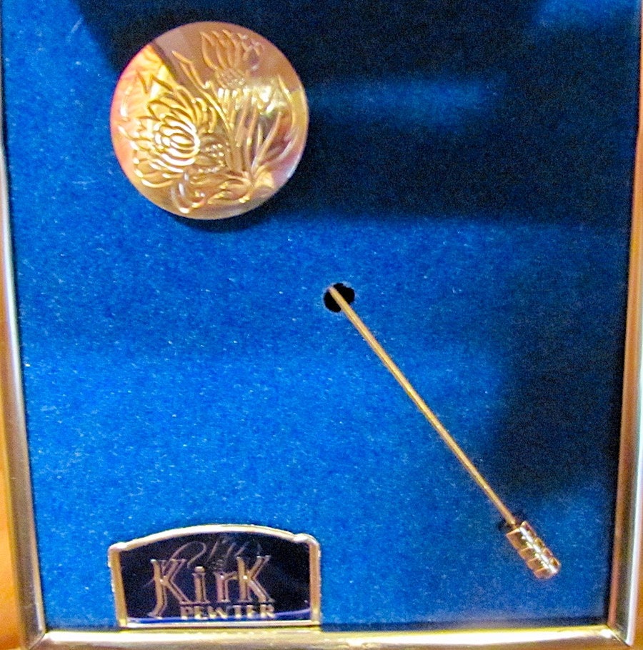 Vintage KIRK STEIFF Signed Pewter Stickpin Hat Pin New in Box