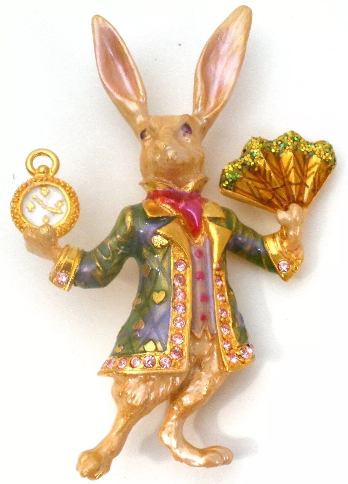 Rare KIRKS FOLLY White RABBIT Clock Alice in Wonderland