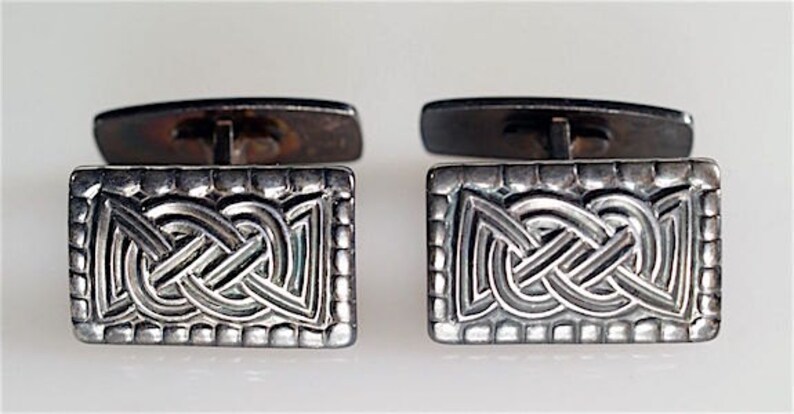 Vintage David Andersen Norway Osebergfunnet 925 Fine Sterling Silver Saga Celtic Knot Viking Cufflinks Men's Accessories Jewelry Gift image 1