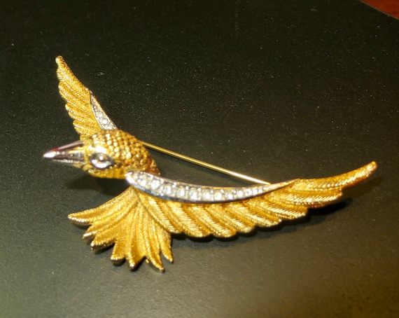 CHRISTIAN DIOR Signed by Grosse Gold Plated Clear Crystal Figural