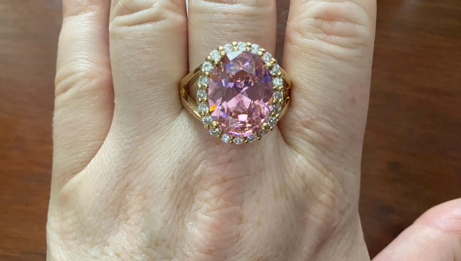 Camrose Kross Jacqueline Kennedy JBK Pink KUNZITE Halo Ring Gold