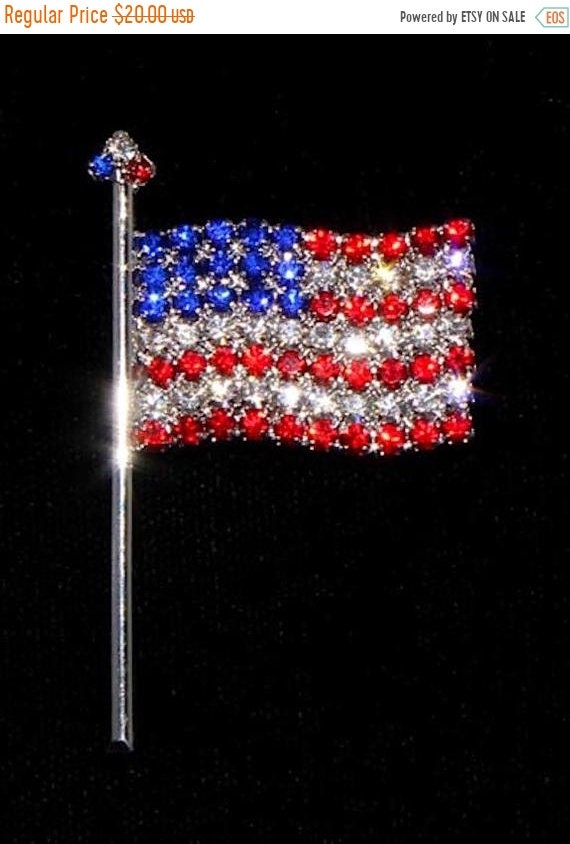 American Patriotic USA United States Rhinestone F… - image 1