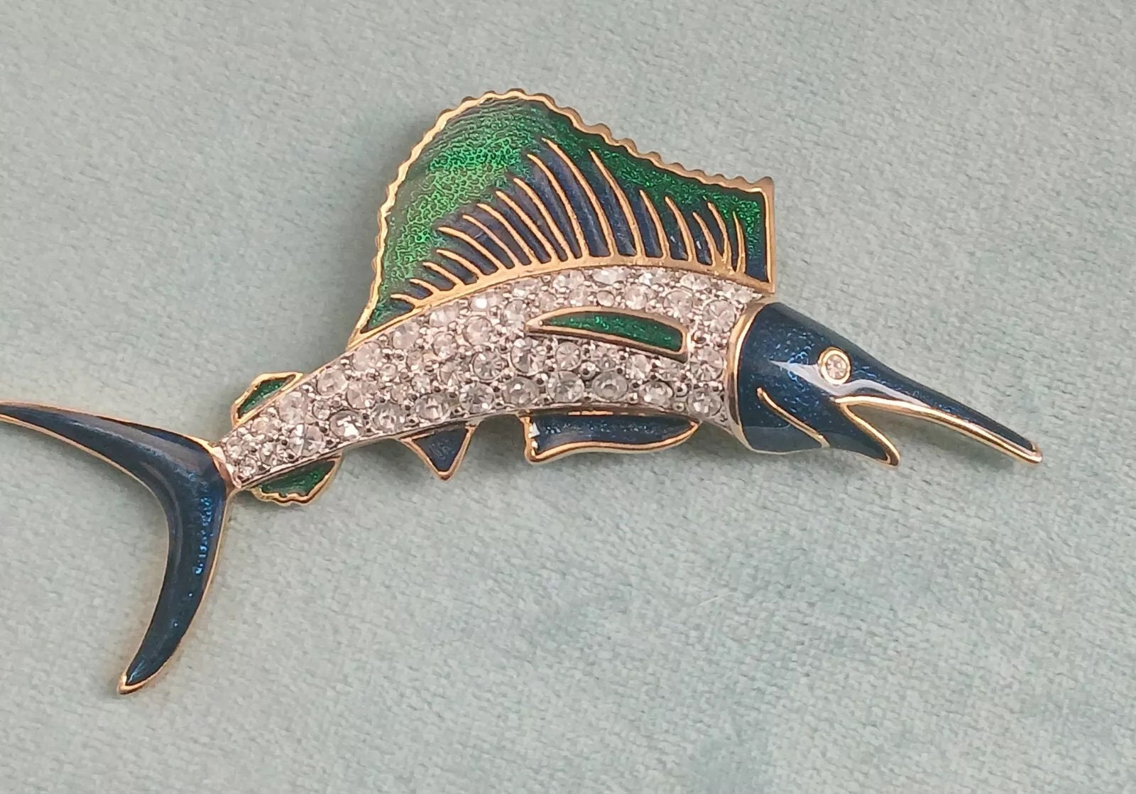 Vintage BOLD ELEGANCE Signed Gold Plated Figural Sailfish Vintage BOLD ELEGANCE Signed Gold Plated Figural Sailfish