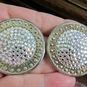 Vintage RICHARD KERR Signed Huge Aurora Borealis Swarovski Crystal Rhinestone Statement Clip Earrings Runway Couture Women&#39;s Fashion Jewelry