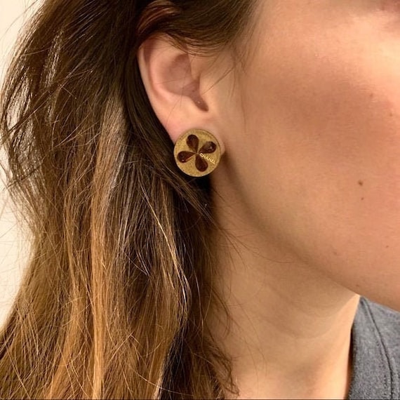 Givenchy GG Logo Earrings Brushed Gold Hoop Vintage Runway 80s