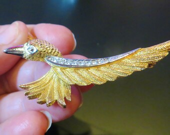 CHRISTIAN DIOR Signed by Grosse Gold Plated Clear Crystal Figural
