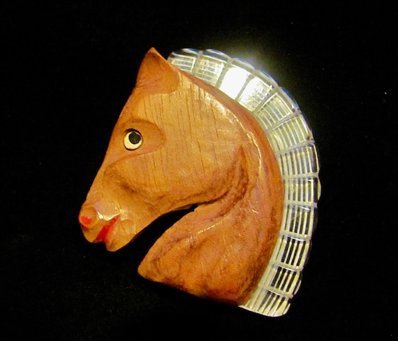 Vintage Pre-War 1940s Large Hand Painted Carved Wo