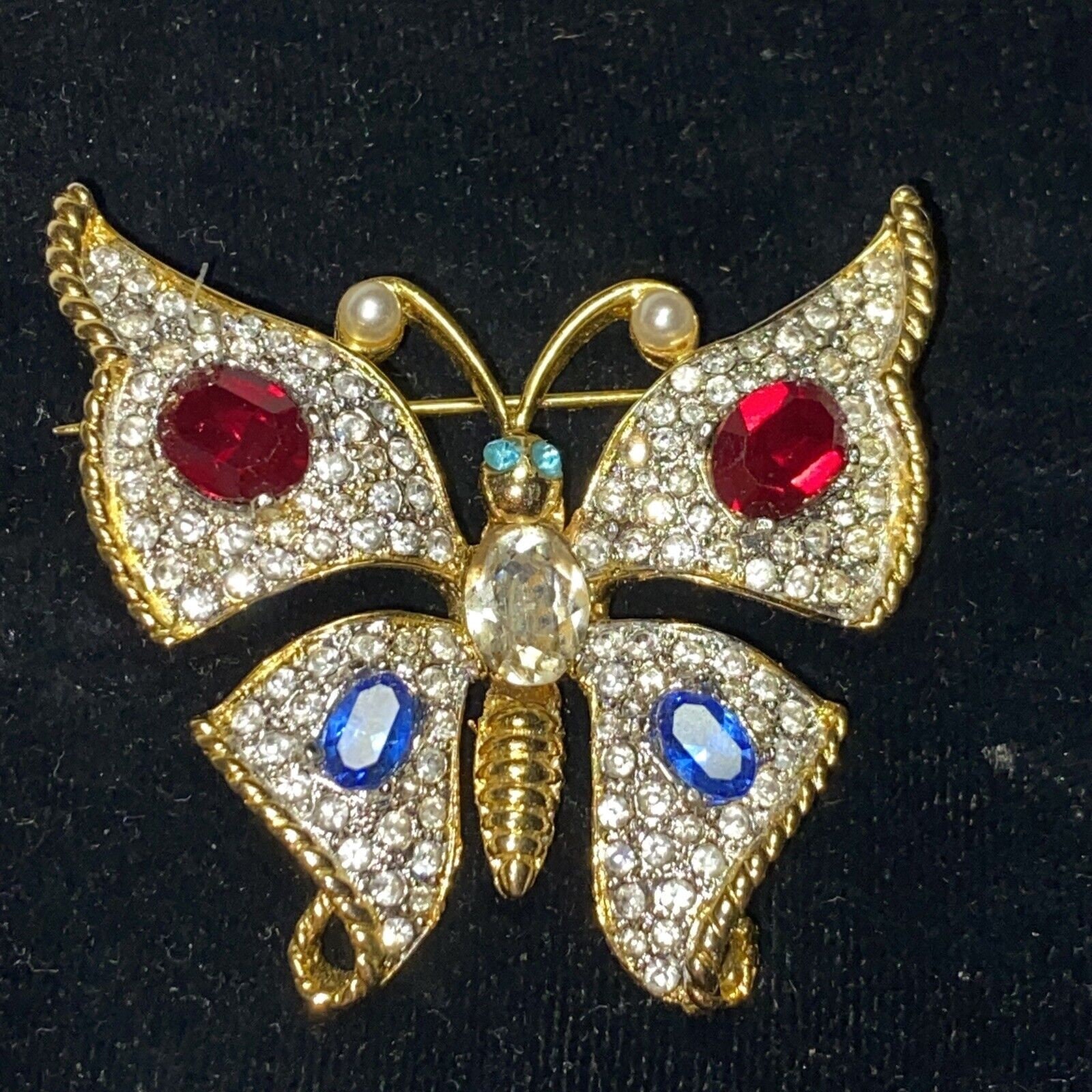 Vintage JOMAZ Stunning Open Back Crystal Figural Butterfly