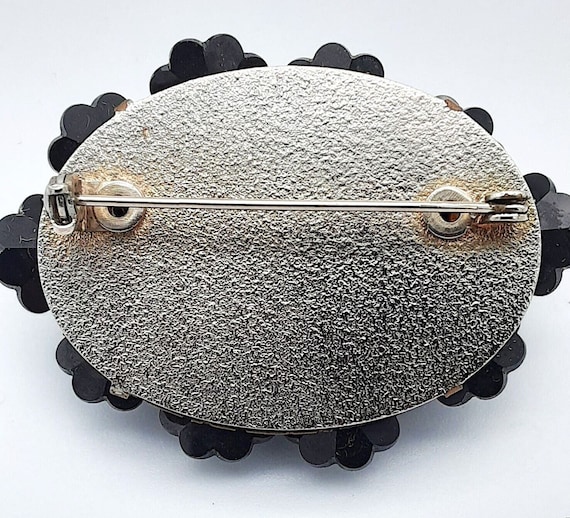 MIRIAM HASKELL (unsigned) wired black glass flowe… - image 3