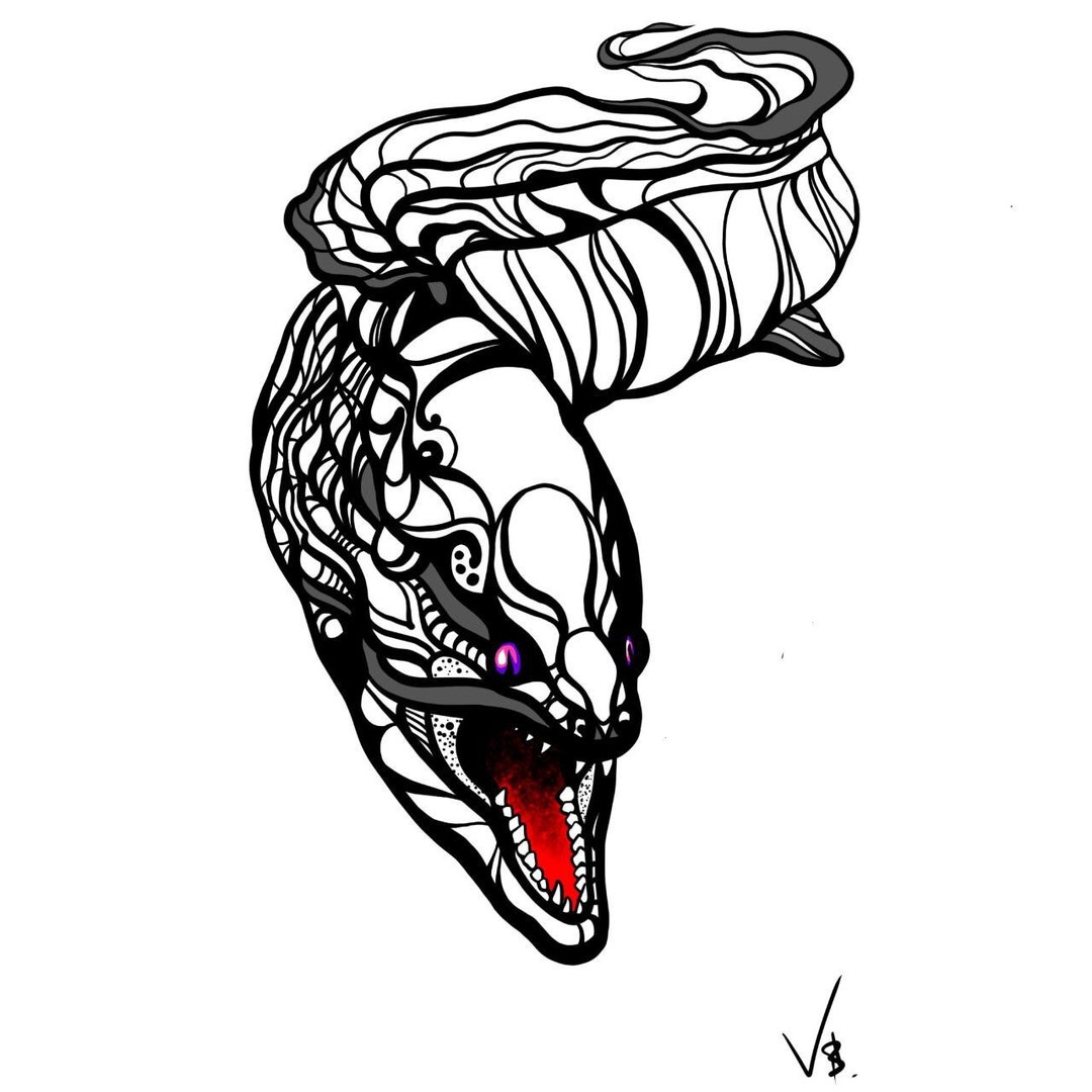 Moray Eel. Tattoo Design. Digital Download Print PNG. Nature - Etsy