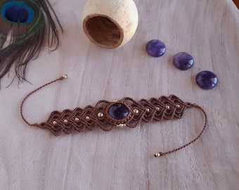 Macrame boho Bracelet Agate Gemstone All Chakras Tribal Bracelet Birthstone jewelry Bohemian Spiritual Jewelry Healing Crystal bracelet