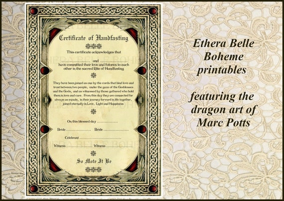 A4 LGBT LGBTQ Lesbian Gay Printable Handfasting Certificate | Etsy