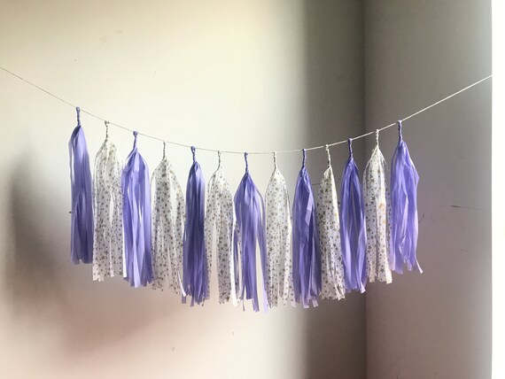 Purple Lavender And Star Gold Tassels Garland Baby Shower Etsy