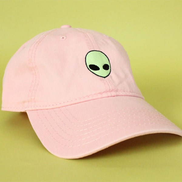 NEW Glow In The Dark Alien Head Baseball Hat Dad Hat Low Profile White Pink Black Casquette Embroidered Unisex Adjustable Strap Baseball Cap