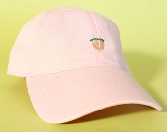 NEW Peach Baseball Hat Dad Hat Low Profile White Pink Black Casquette Embroidered Unisex Adjustable Strap Back Baseball Cap