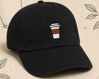 Coffee Dad Hat, Embroidered Coffee Cup Baseball Cap, Unisex Adjustable Strapback Hat